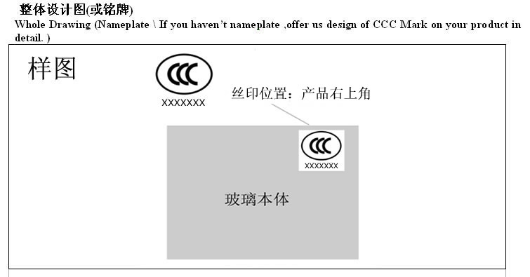 玻璃CCC认证标志打印位置