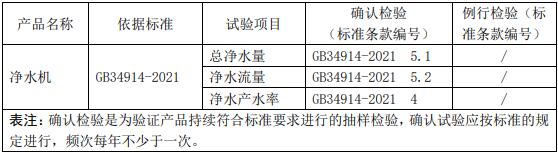 净水机节水认证工厂质量控制检测要求